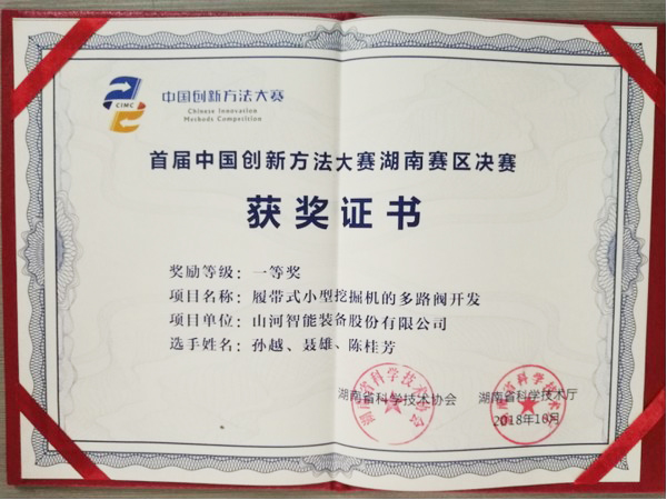 捷報︱中國創新方法大賽湖南賽區山河智能獲一等獎