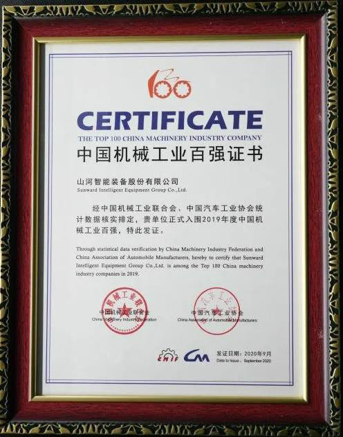 2019年中國機械工業百強發布，山河智能排名52位