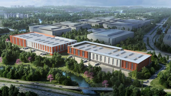 “山河綠”牽手“華為中國紅”！山河智能高機設備集群助力華為團泊洼項目