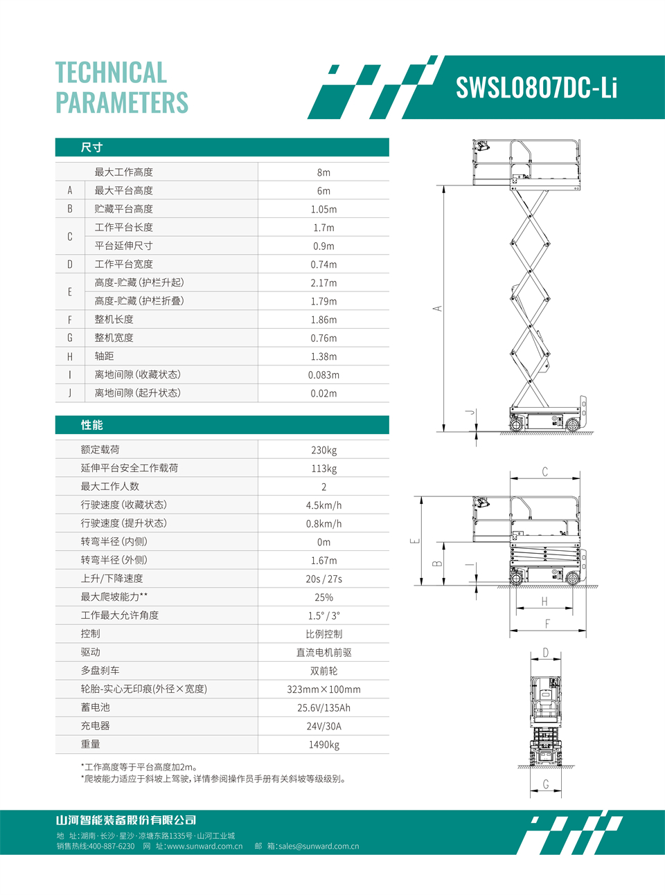 SWSL0807DC-Li 電動電驅剪叉式高空作業平臺