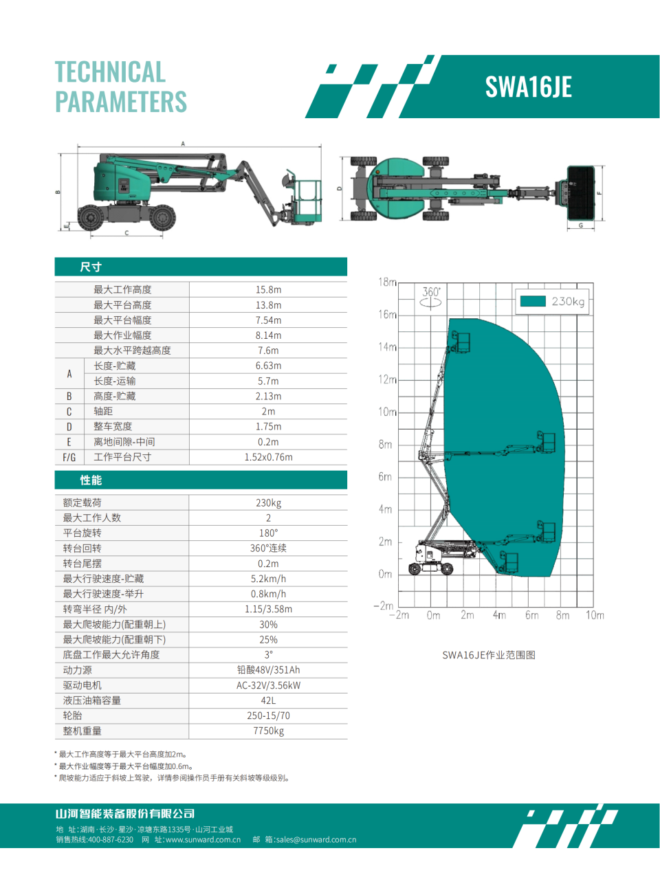 SWA16JE 電動曲臂式?空作業平臺