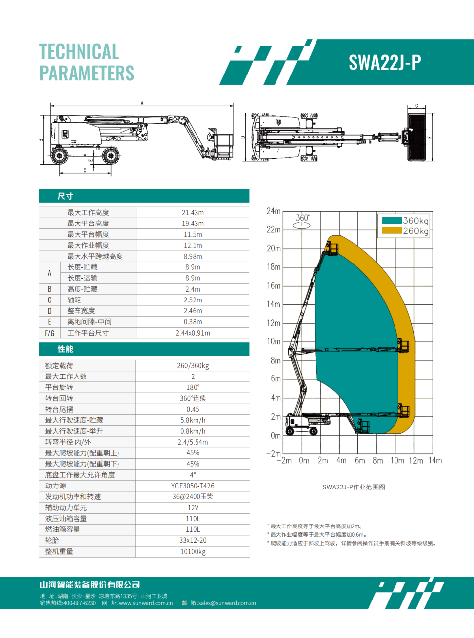 SWA22J-P 柴動曲臂式高空作業平臺