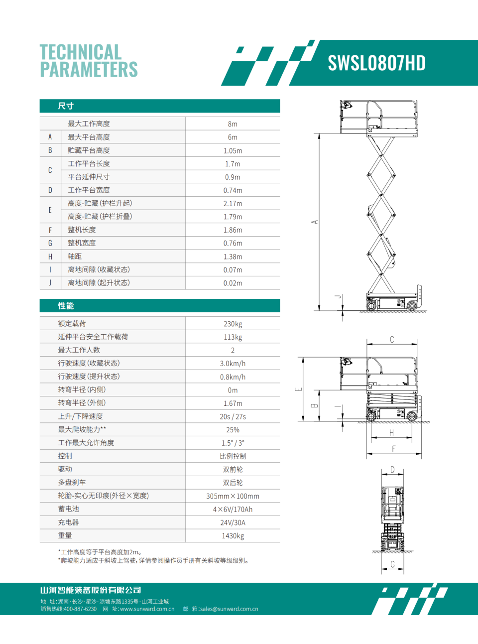 SWSL0807HD 電動剪叉式高空作業平臺