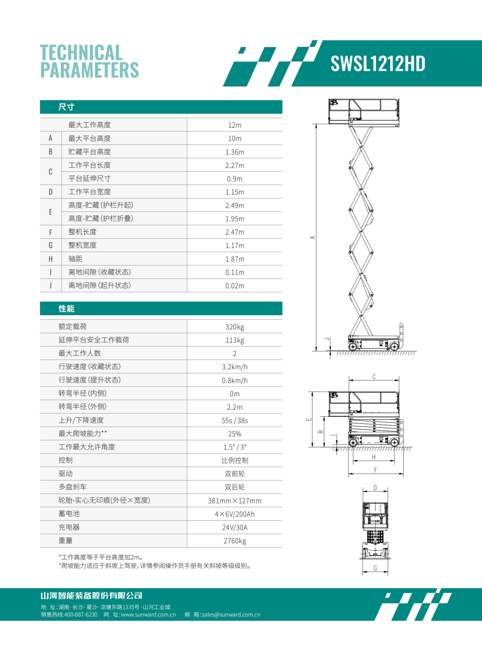 SWSL1212HD 電動剪叉式高空作業平臺