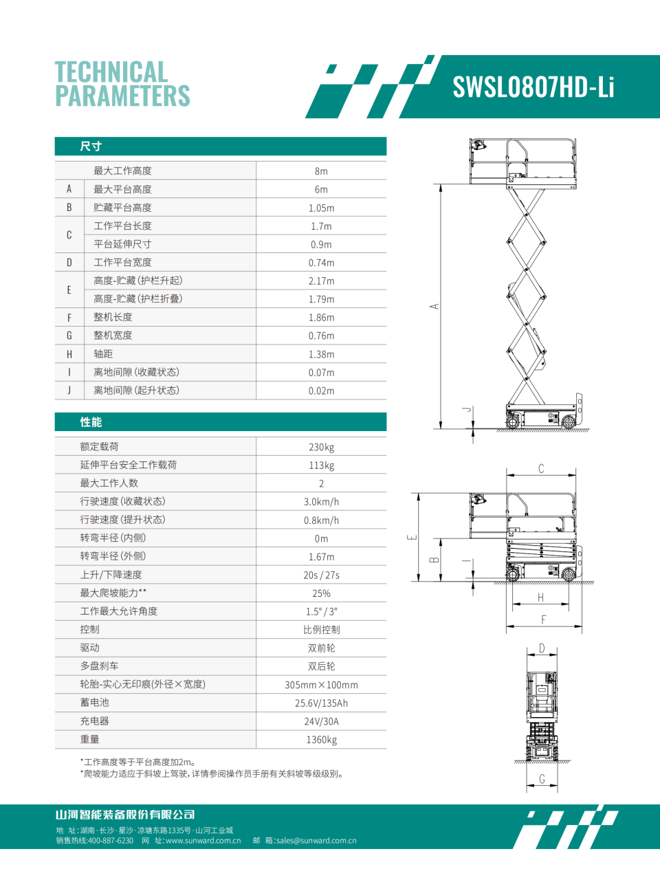 SWSL0807HD-Li 電動剪叉式高空作業平臺